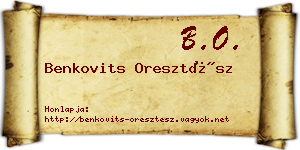 Benkovits Oresztész névjegykártya